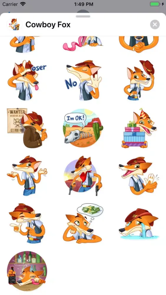 Cowboy Fox Sticker Pack 스크린샷