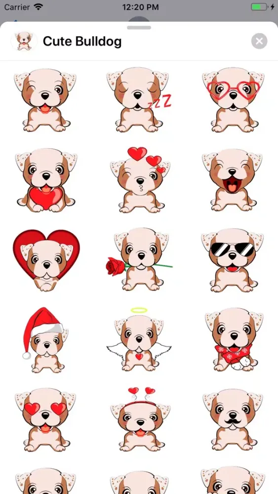 Cute Bulldog Sticker Pack سکرین شاٹس