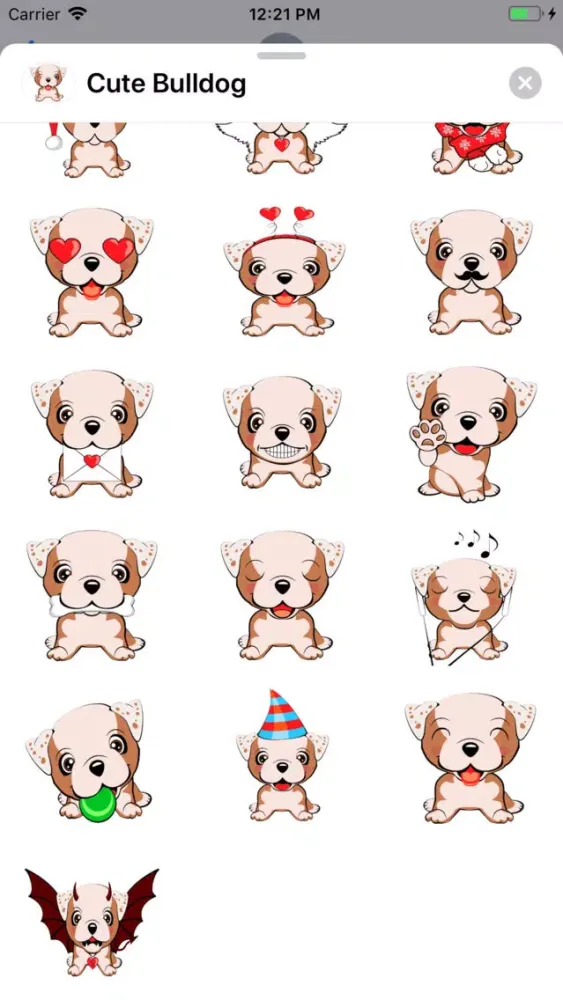 Cute Bulldog Sticker Pack سکرین شاٹس