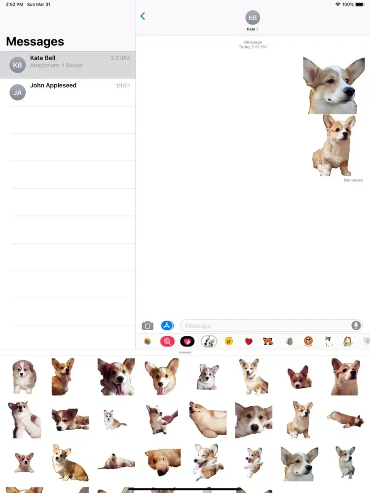 Capturas de tela do Lovely Corgi Sticker Pack iPad 