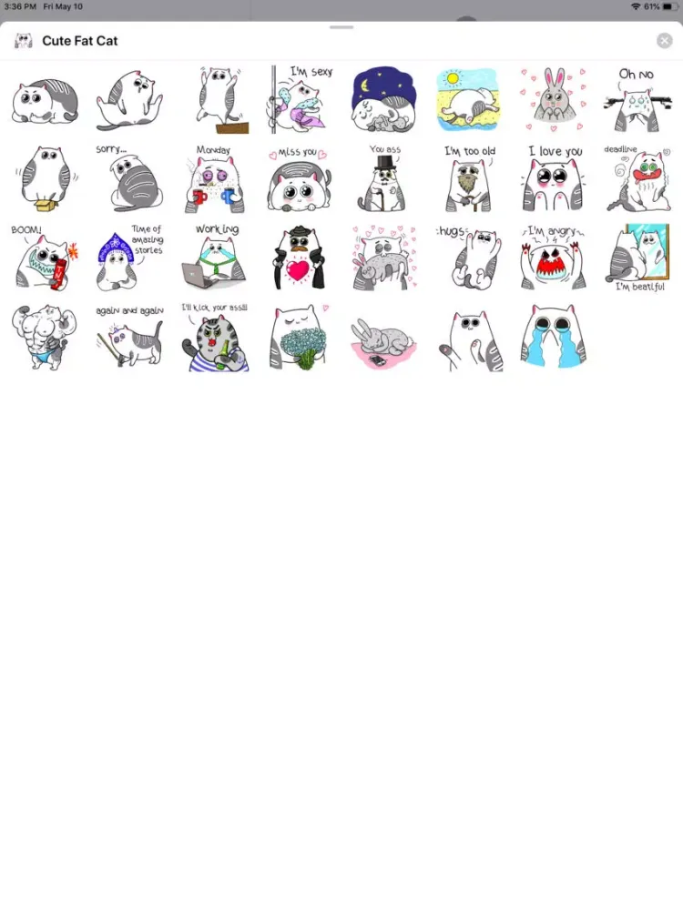 Cute Fat Cat Sticker Pack iPad  Screenshots