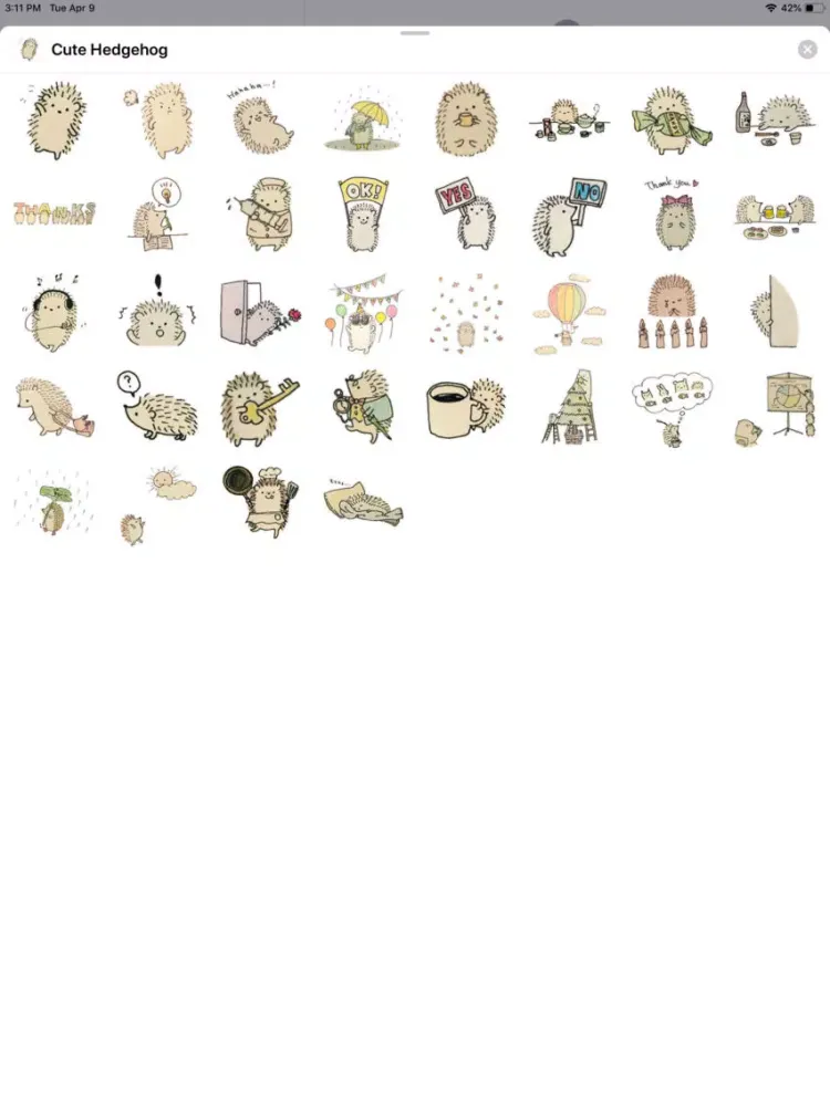 Cute Hedgehog Sticker Pack iPad  Screenshots