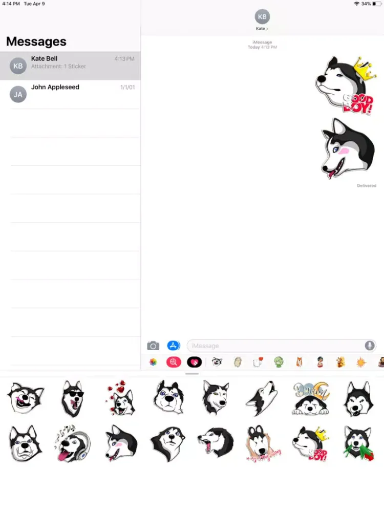 Tangkapan layar Cute Husky Sticker Pack iPad 