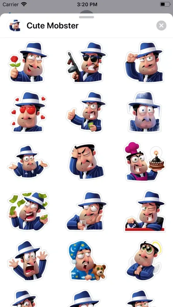 Capturas de tela do Cute Mobster Sticker Pack
