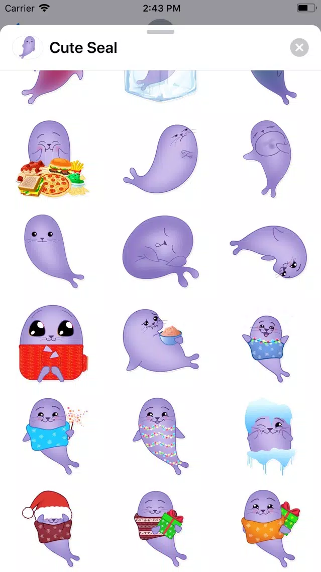 ภาพหน้าจอของ Cute Seal Sticker Pack