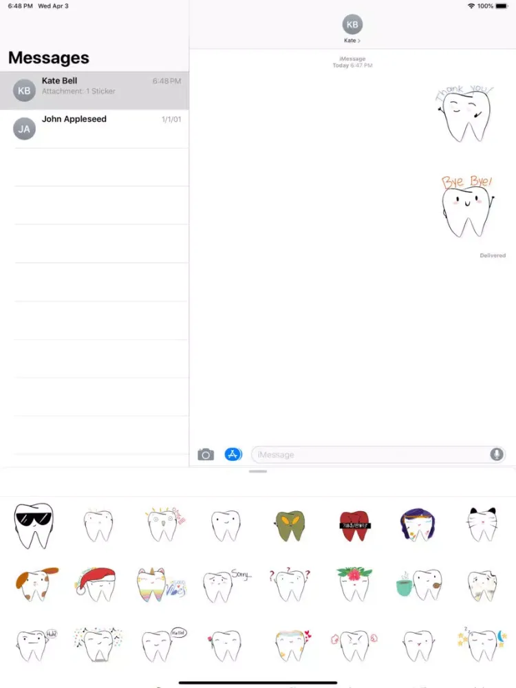 Capturas de tela do Cute Teeth Sticker Pack iPad 