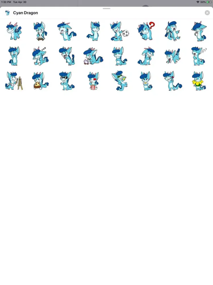 Cyan Dragon Sticker Pack iPad 应用截图