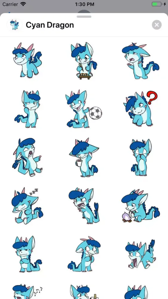 Cyan Dragon Sticker Pack应用截图