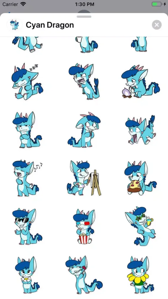 Cyan Dragon Sticker Pack应用截图