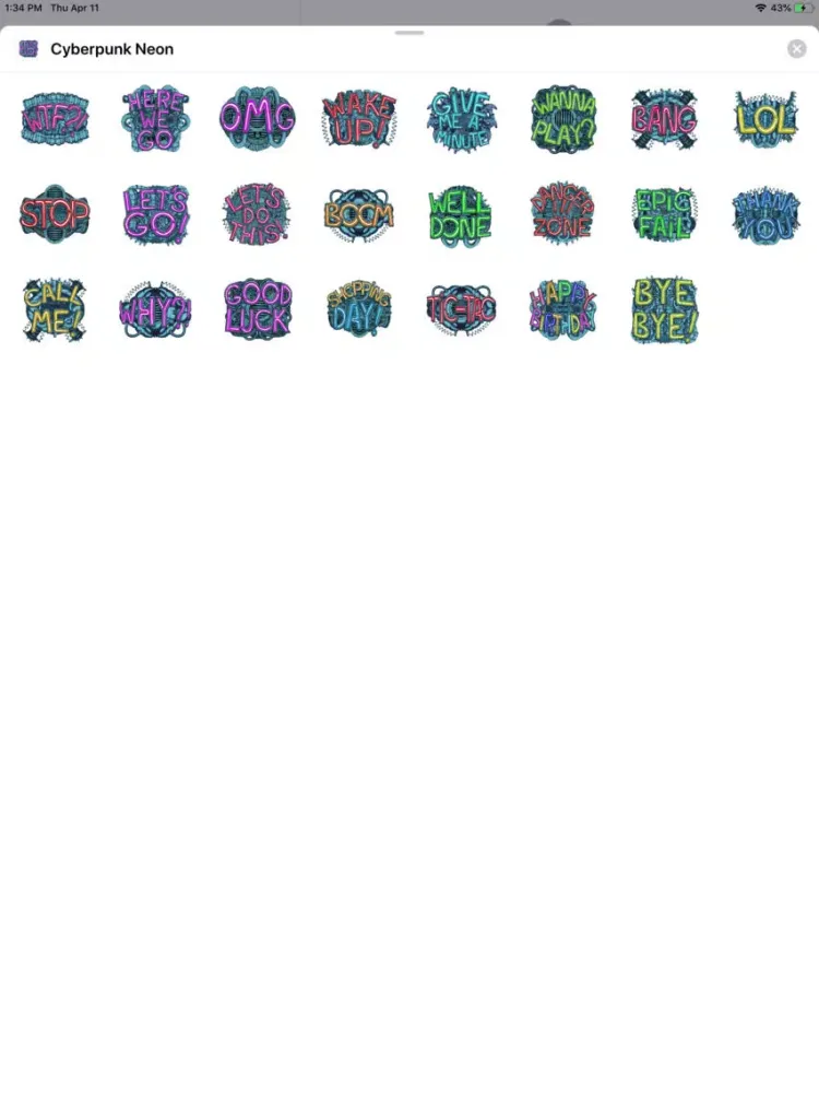 Cyberpunk Neon Sticker Pack iPad  Screenshots