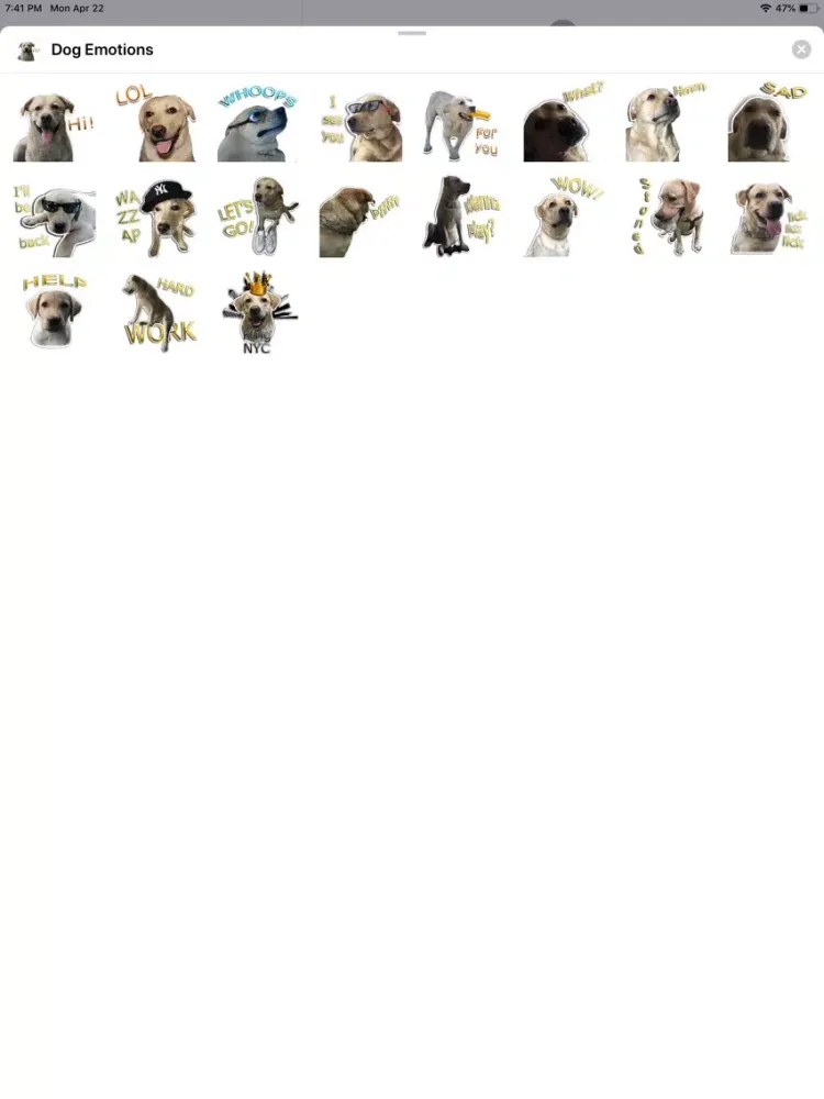 Capturas de tela do Dog Emotions Sticker Pack iPad 