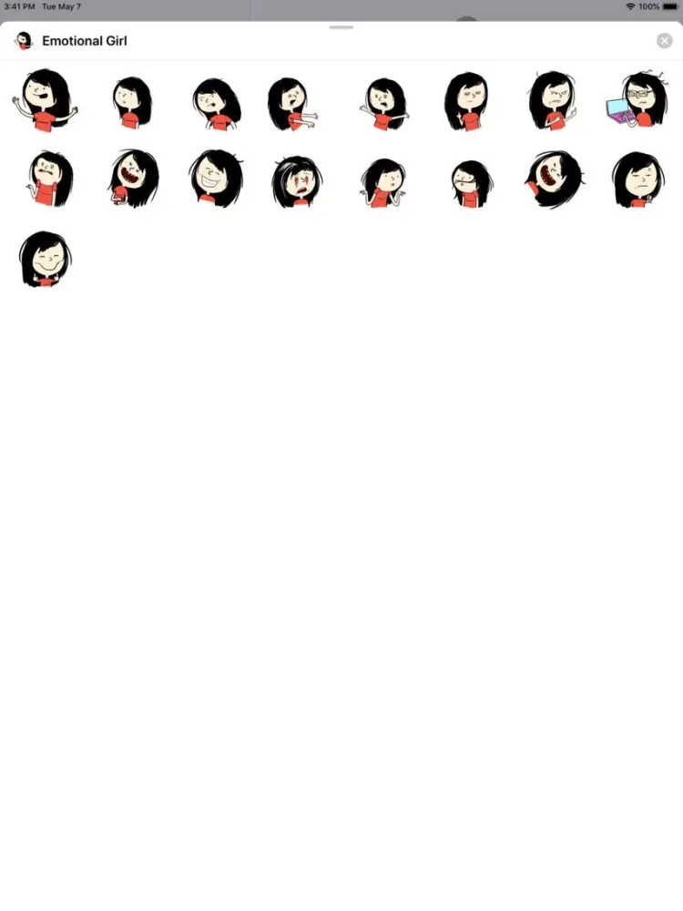 Zrzuty ekranu Emotional Girl Sticker Pack iPad 