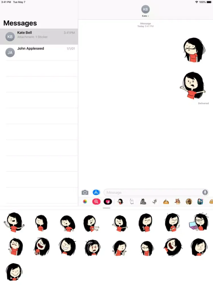 Zrzuty ekranu Emotional Girl Sticker Pack iPad 