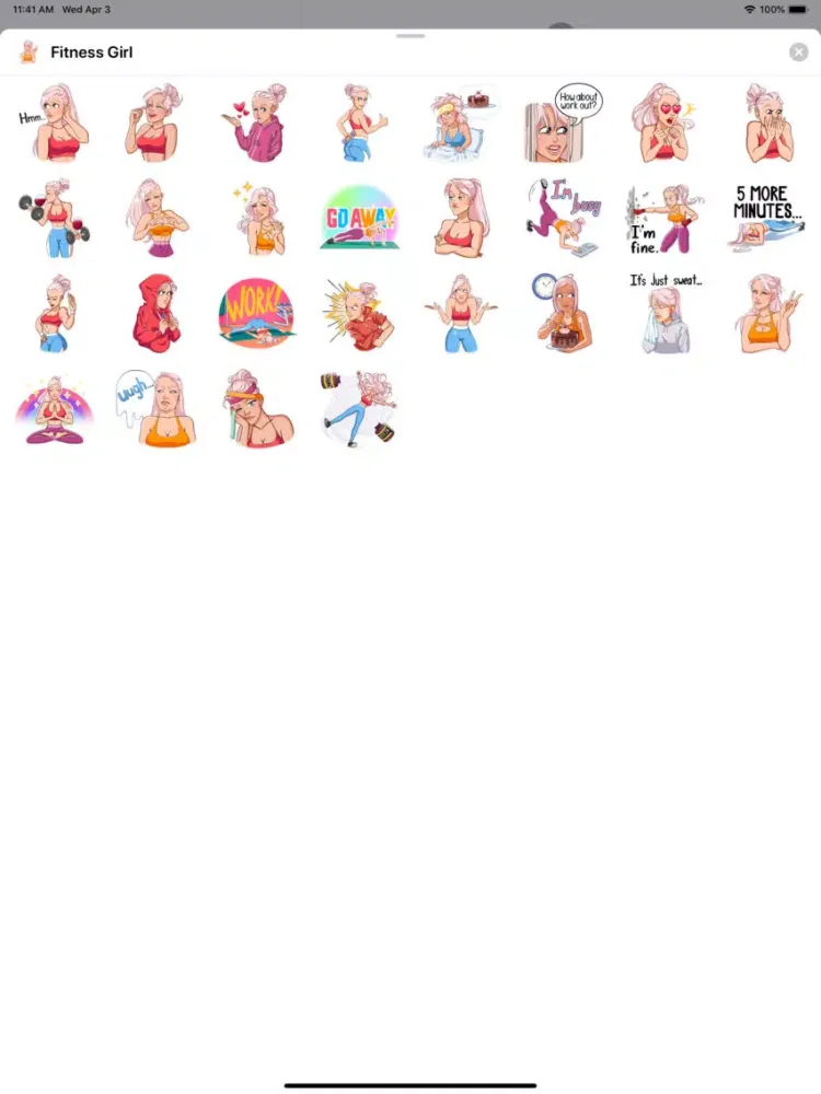 Capturas de tela do Fitness Girl Sticker Pack iPad 
