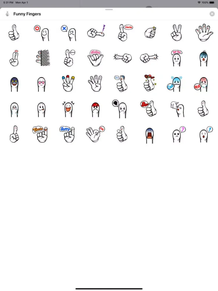 Tangkapan skrin Funny Fingers Sticker Pack iPad 