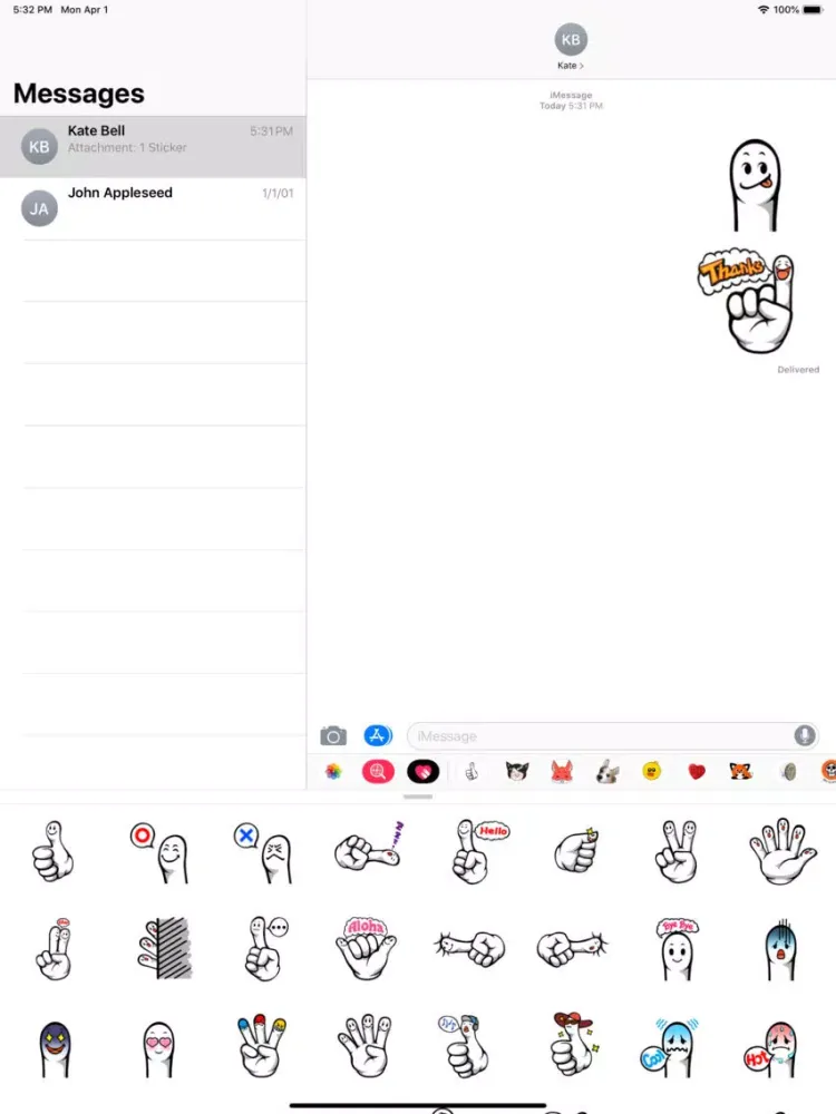 Tangkapan skrin Funny Fingers Sticker Pack iPad 