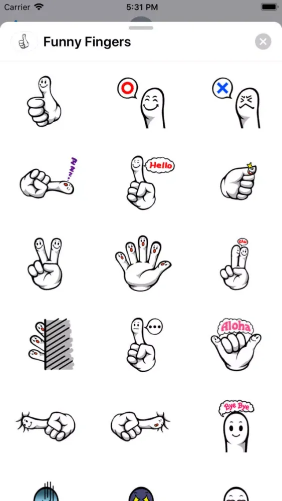 Tangkapan skrin Funny Fingers Sticker Pack