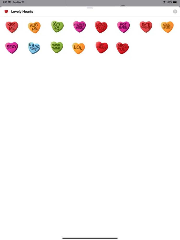 Скриншоты Loving Hearts Sticker Pack iPad 