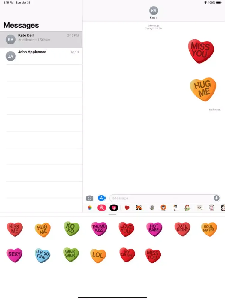 Скриншоты Loving Hearts Sticker Pack iPad 