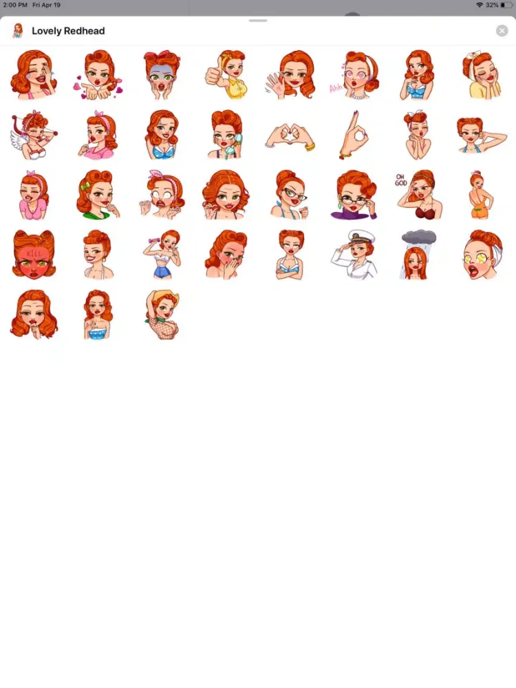 Tangkapan layar Lovely Redhead Sticker Pack iPad 