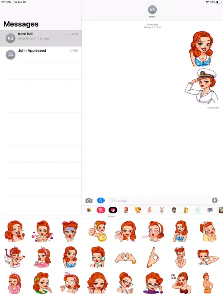 Tangkapan layar Lovely Redhead Sticker Pack iPad 