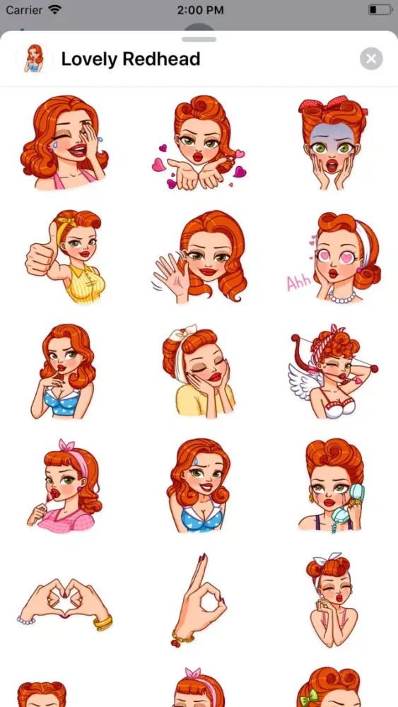 Tangkapan layar Lovely Redhead Sticker Pack