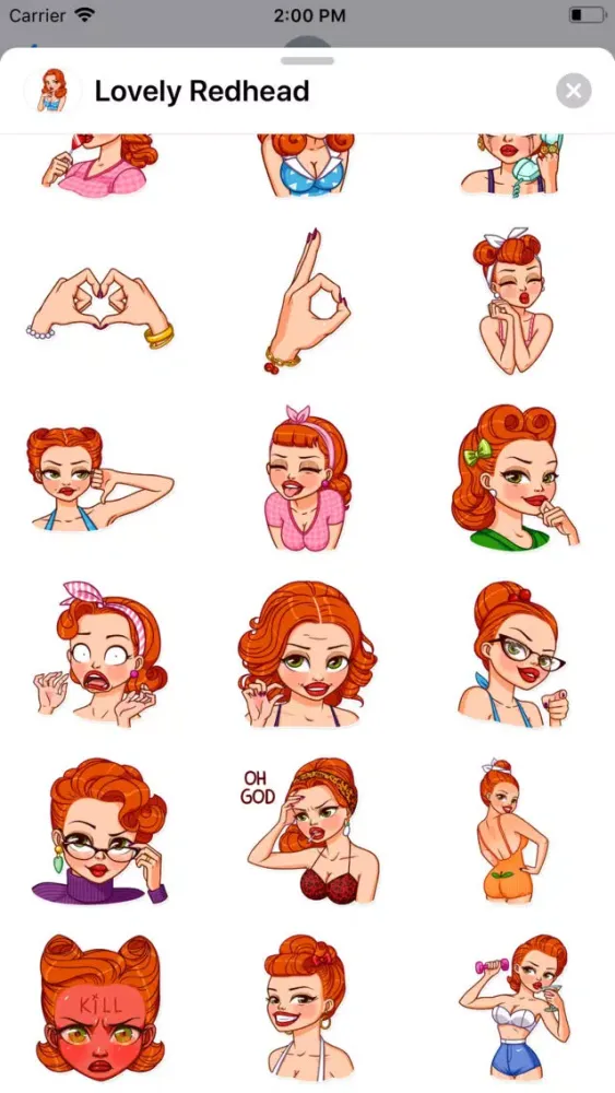 Tangkapan layar Lovely Redhead Sticker Pack