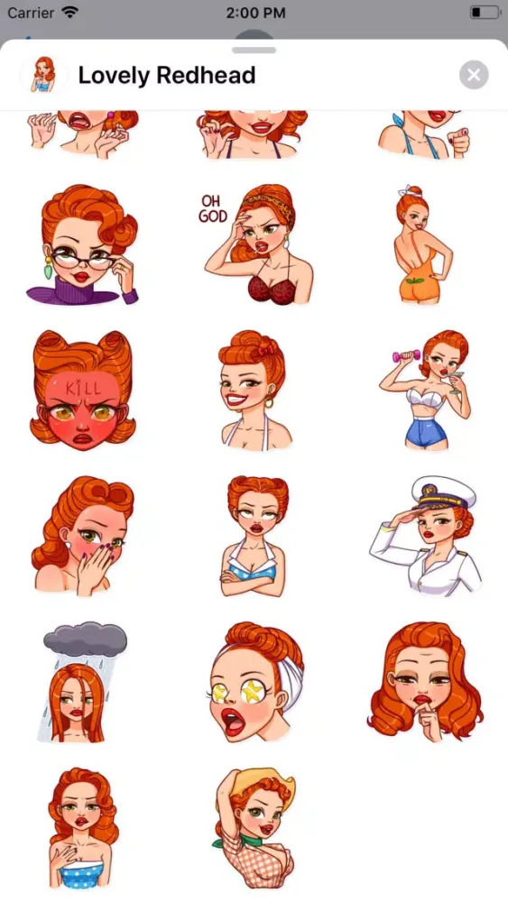 Tangkapan layar Lovely Redhead Sticker Pack
