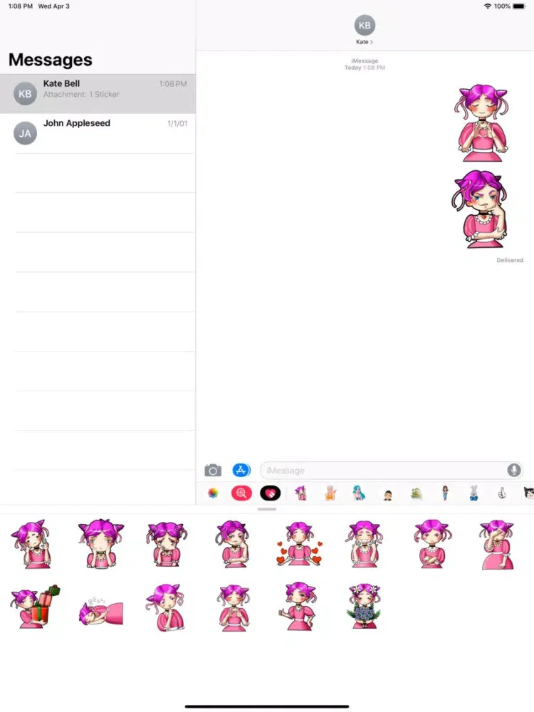 Zrzuty ekranu Pink Girl Sticker Pack iPad 