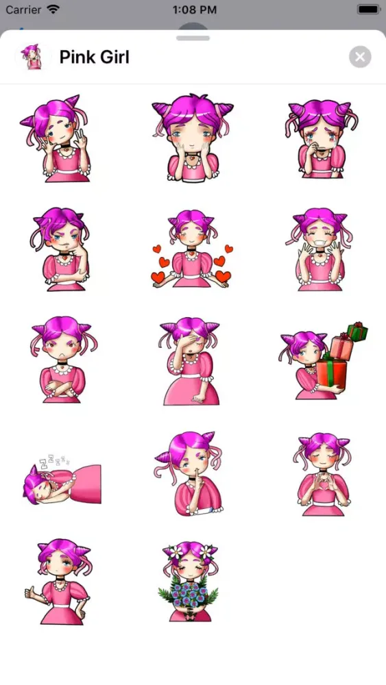 Zrzuty ekranu Pink Girl Sticker Pack