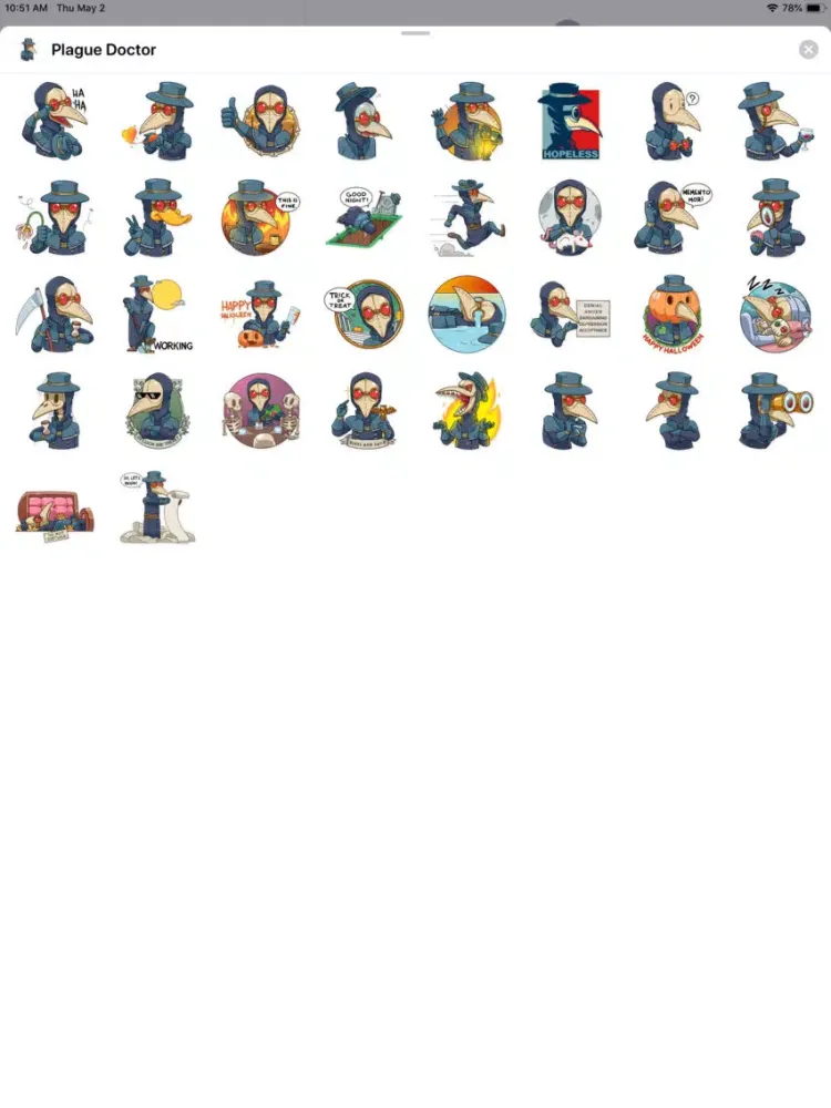 Plague Doctor Sticker Pack iPad 應用截圖