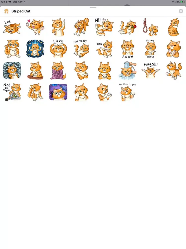 Captures d'écran de Striped Cat Sticker Pack iPad 