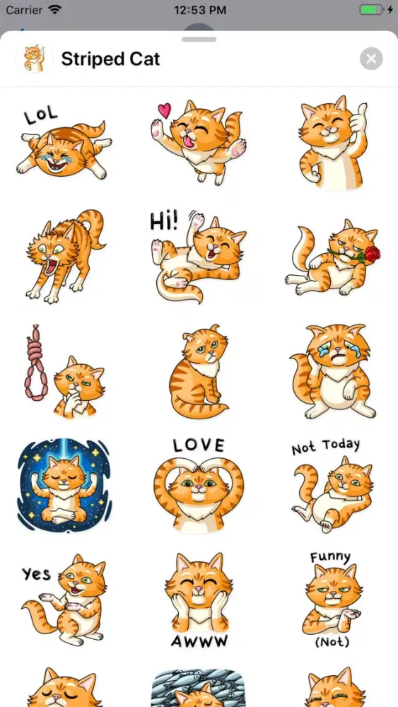 Captures d'écran de Striped Cat Sticker Pack