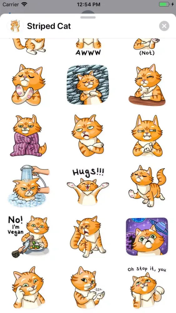 Captures d'écran de Striped Cat Sticker Pack