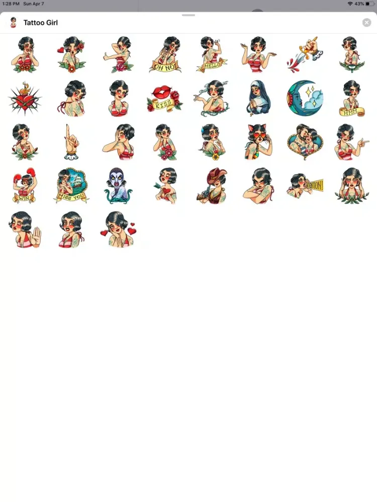 Tattoo Girl Sticker Pack iPad  스크린샷