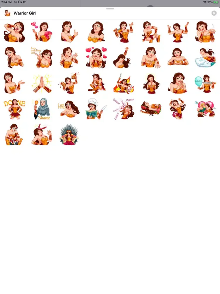 Ảnh chụp màn hình của Warrior Girl Sticker Pack iPad 