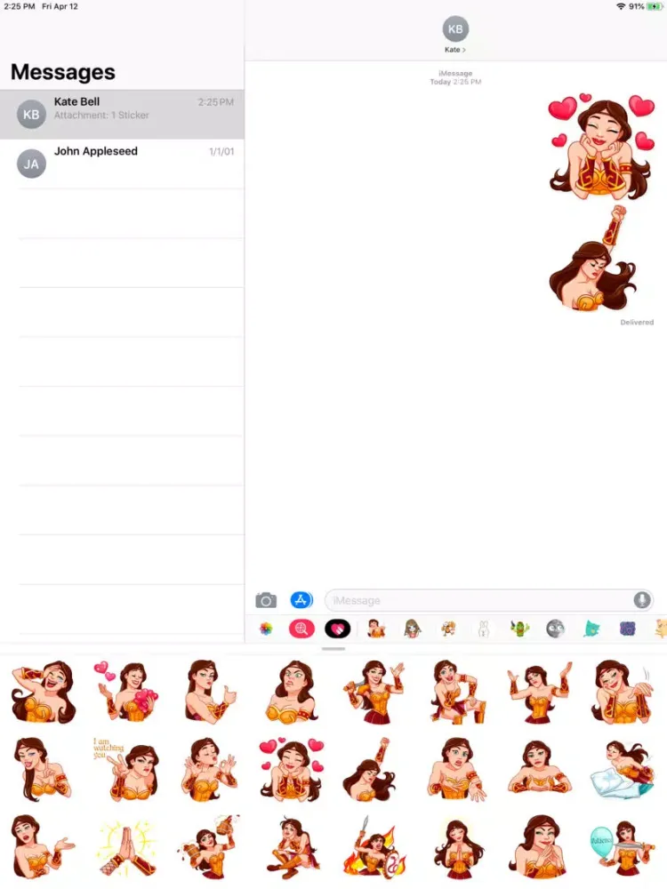 Ảnh chụp màn hình của Warrior Girl Sticker Pack iPad 