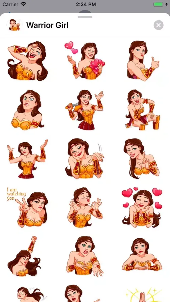 Ảnh chụp màn hình của Warrior Girl Sticker Pack