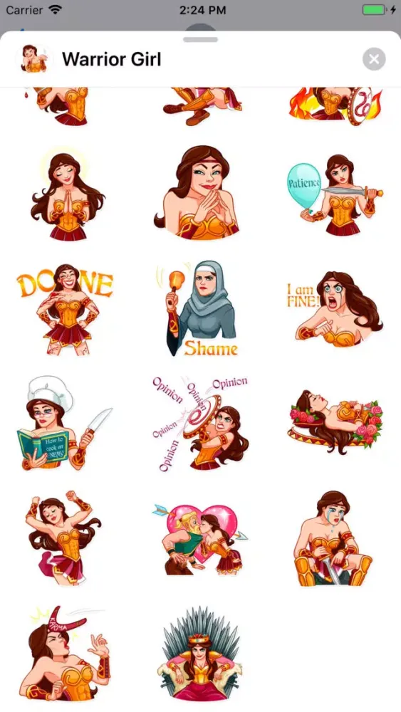 Ảnh chụp màn hình của Warrior Girl Sticker Pack