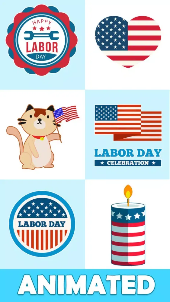 Zrzuty ekranu Animated Labor Day Stickers