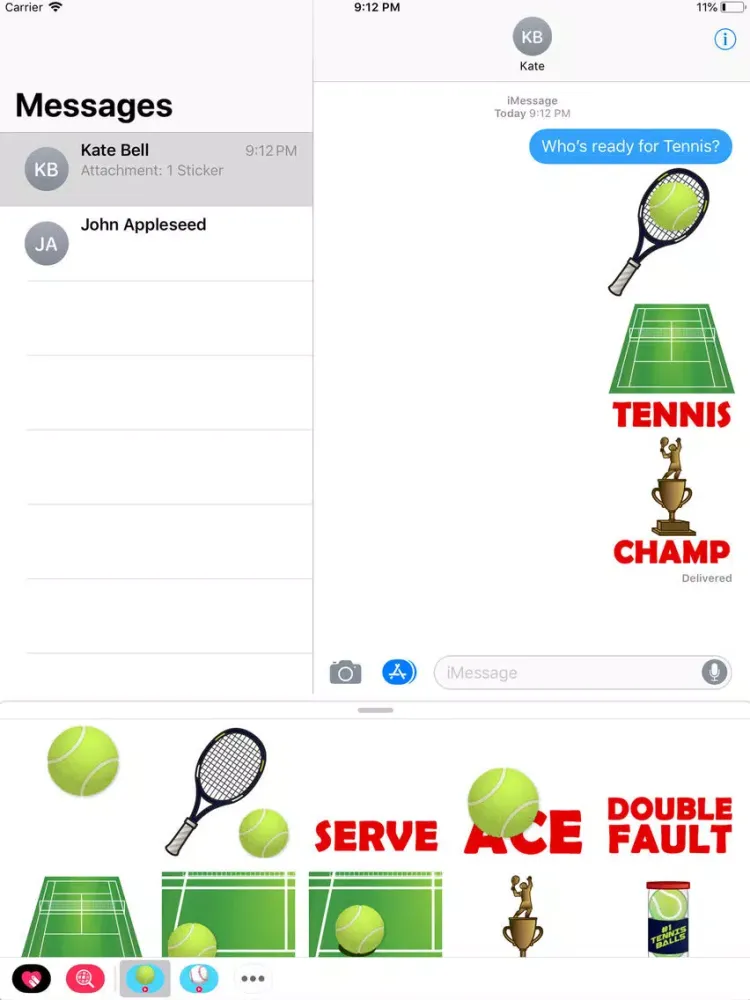 Animated Tennis Stickers iPad 應用截圖