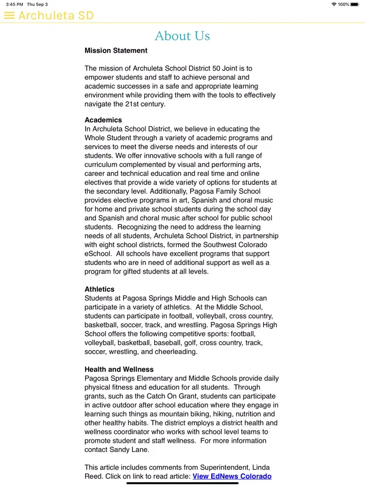 Archuleta School District iPad 應用截圖