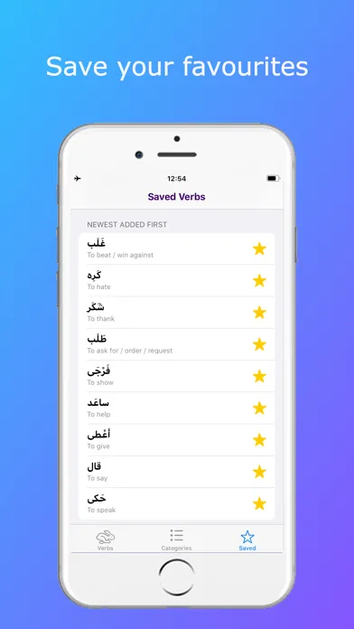 Tangkapan skrin Levantine Arabic Verbs