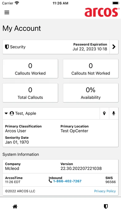 Tangkapan layar ARCOS Mobile Plus