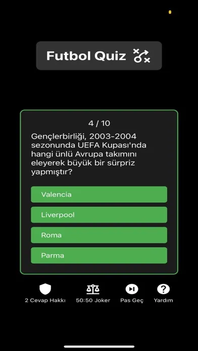 Ảnh chụp màn hình của Futbol Quiz Oyunu