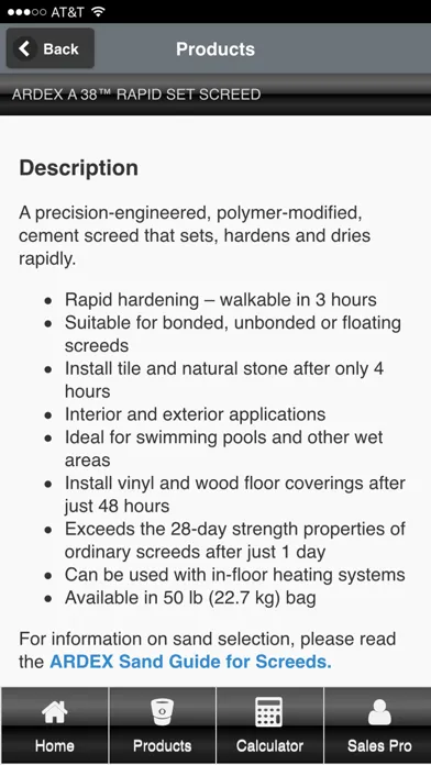 Скриншоты ARDEX Americas Product Calc