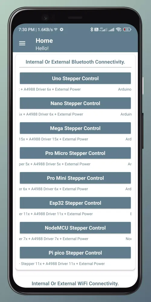 Captures d'écran de Arduino Stepper controls