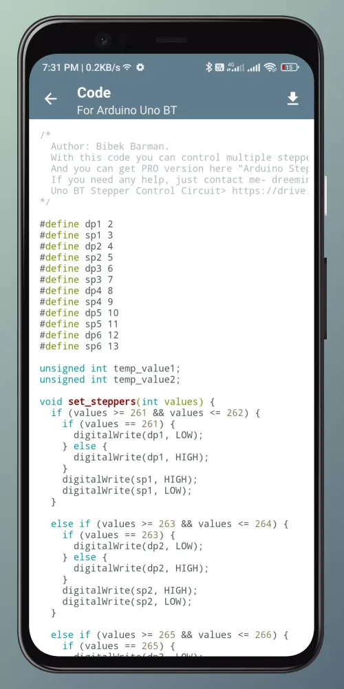 Captures d'écran de Arduino Stepper controls