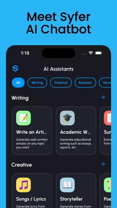 Captures d'écran de Syfer - AI Chatbot & Assistant