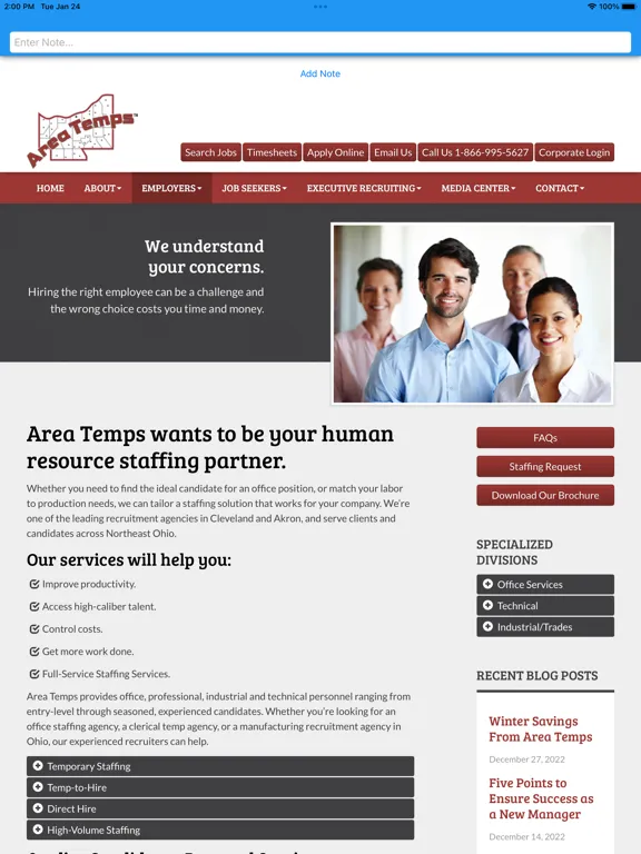 Area Temps Staffing Service iPad  스크린샷